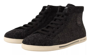 Graue Wolle Baumwolle Casual High Top Sneakers