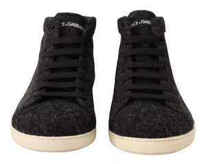 Graue Wolle Baumwolle Casual High Top Sneakers