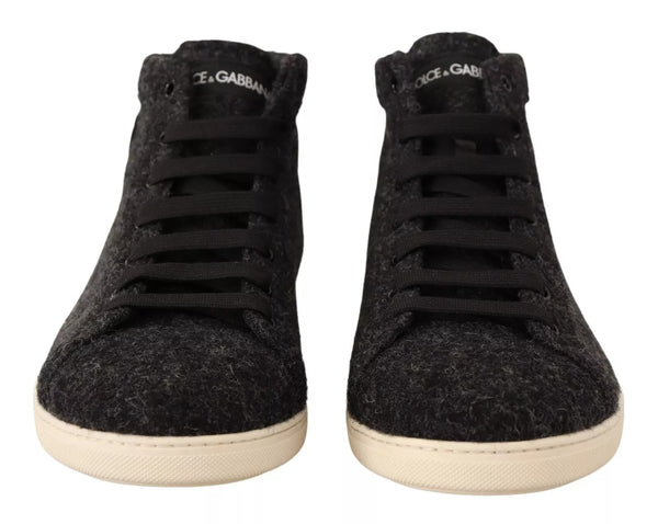 Graue Wolle Baumwolle Casual High Top Sneakers