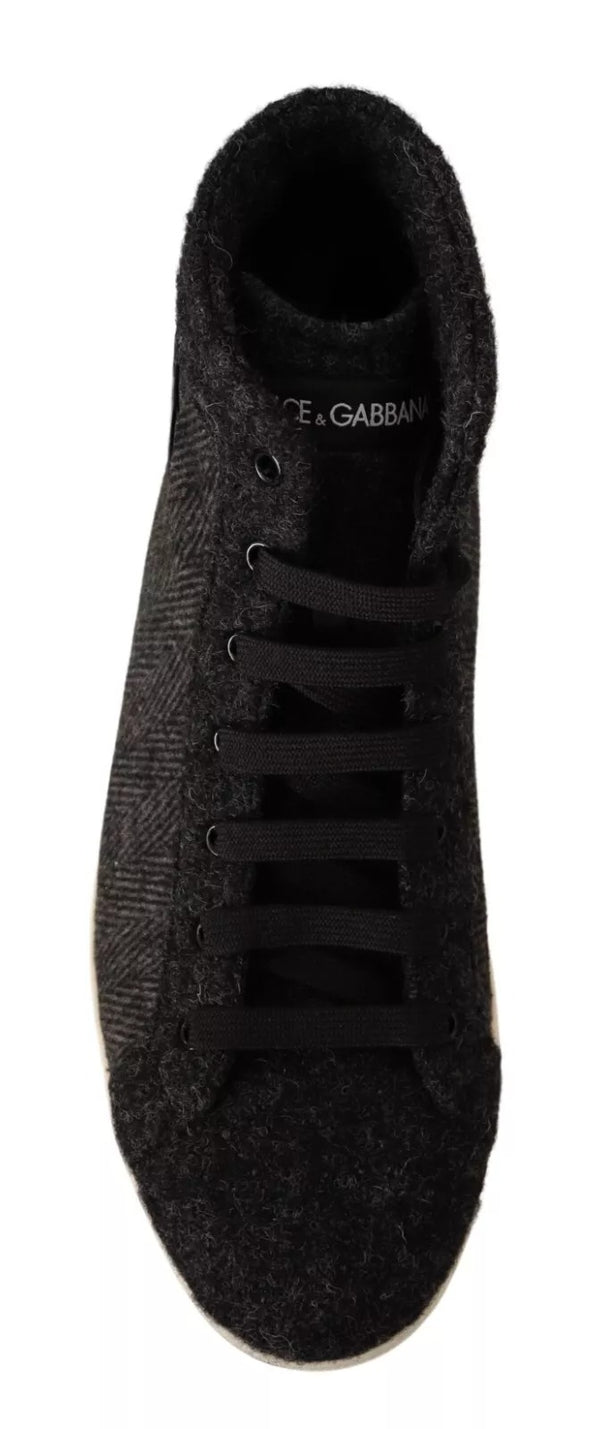 Graue Wolle Baumwolle Casual High Top Sneakers