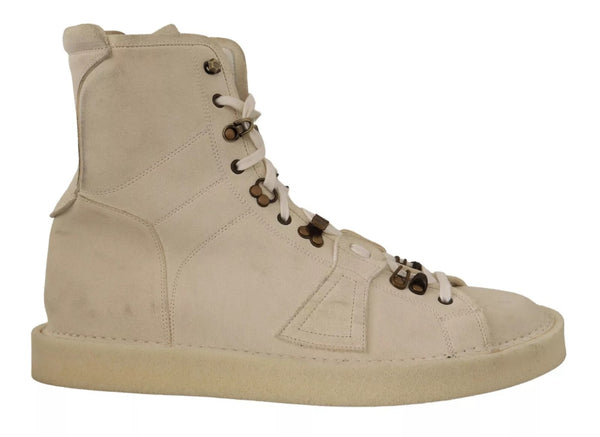 Weiße Leder Schnürstiefel für Herren
