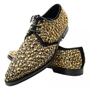 Schwarz Gold verschönerte Derby Schuhe