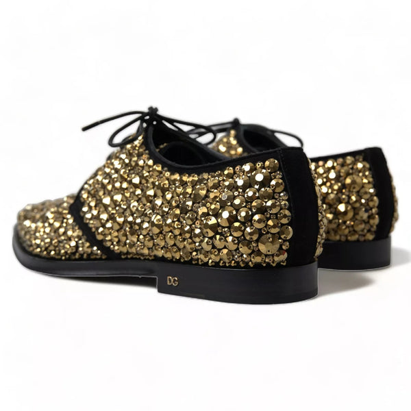 Schwarz Gold verschönerte Derby Schuhe