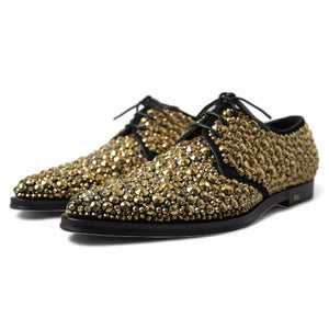 Schwarz Gold verschönerte Derby Schuhe