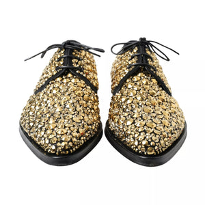 Schwarz Gold verschönerte Derby Schuhe