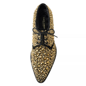 Schwarz Gold verschönerte Derby Schuhe