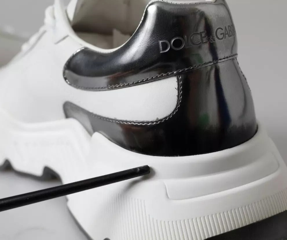 Weiß Silber Leder Sport DAYMASTER Turnschuhe