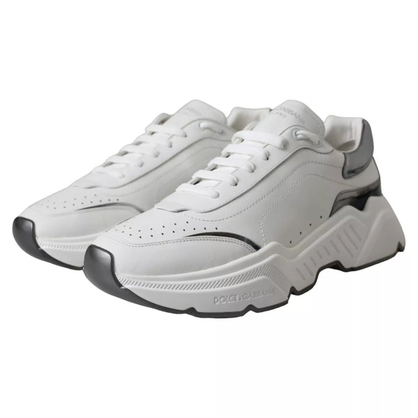 Weiß Silber Leder Sport DAYMASTER Turnschuhe