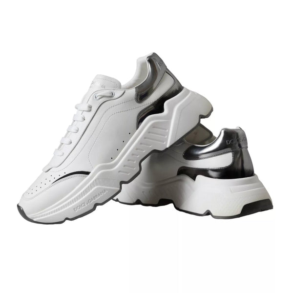 Weiß Silber Leder Sport DAYMASTER Turnschuhe