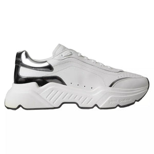 Weiß Silber Leder Sport DAYMASTER Turnschuhe