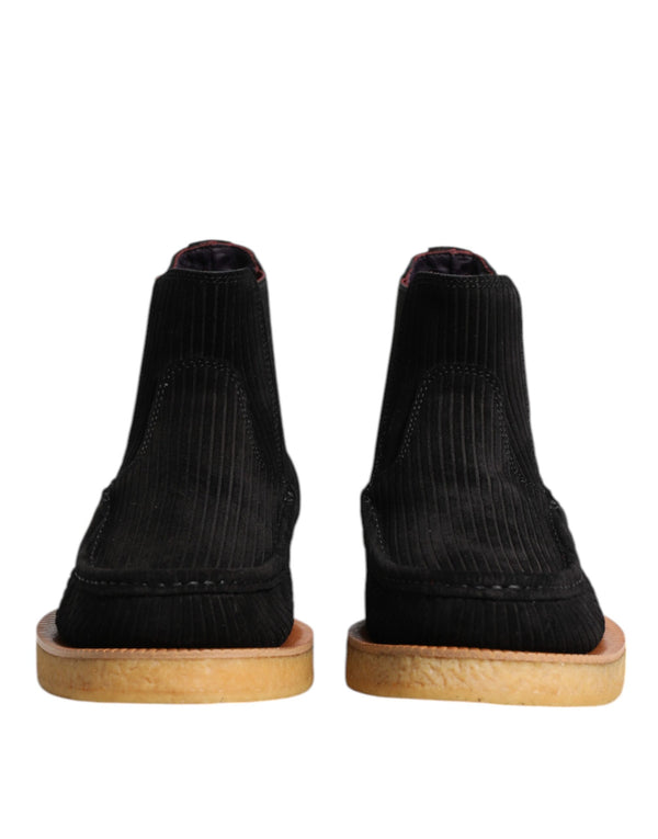 Schwarz Kalb Wildleder Slip On Stiefeletten Schuhe