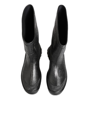 Metallisch Graue Pull On Regenstiefel Schuhe