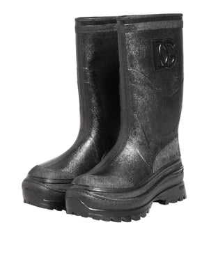 Metallisch Graue Pull On Regenstiefel Schuhe