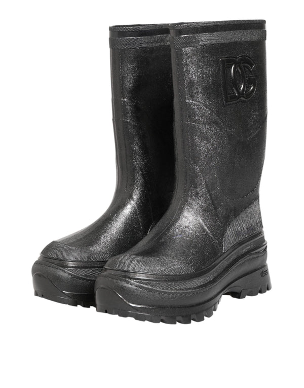 Metallisch Graue Pull On Regenstiefel Schuhe