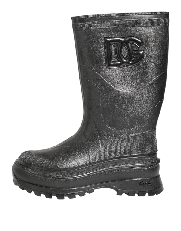Metallisch Graue Pull On Regenstiefel Schuhe