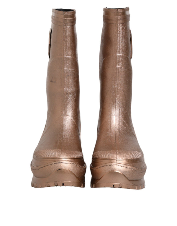 Metallic Gold Pull On Regen Stiefel Schuhe