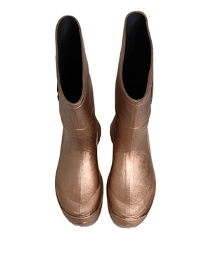 Metallic Gold Pull On Regen Stiefel Schuhe