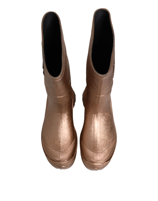 Metallic Gold Pull On Regen Stiefel Schuhe
