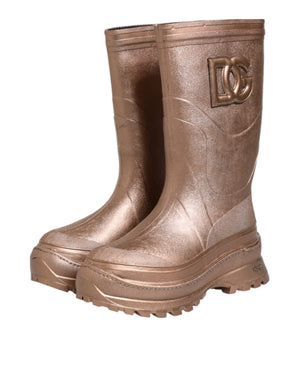 Metallic Gold Pull On Regen Stiefel Schuhe