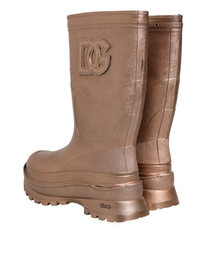 Metallic Gold Pull On Regen Stiefel Schuhe