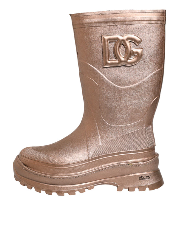 Metallic Gold Pull On Regen Stiefel Schuhe