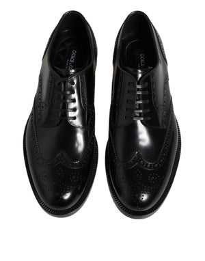 Schwarzes Leder Derby Wingtip Formelle Schuhe