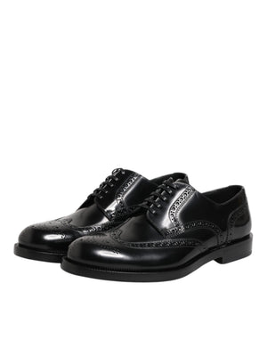 Schwarzes Leder Derby Wingtip Formelle Schuhe