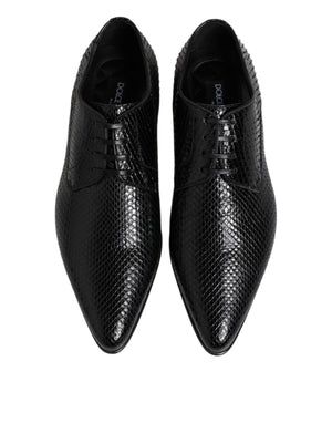 Schwarze Exotische Leder Schnürschuhe Derby
