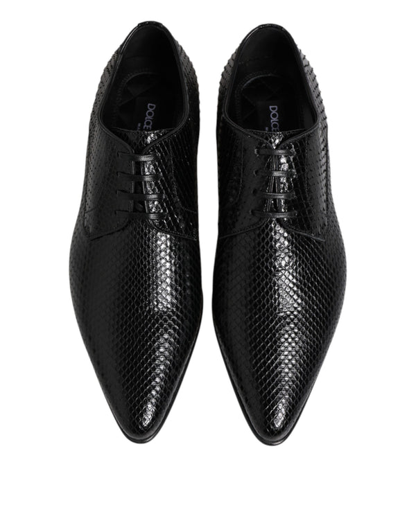 Schwarze Exotische Leder Schnürschuhe Derby