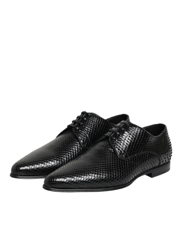 Schwarze Exotische Leder Schnürschuhe Derby