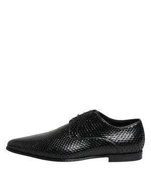 Schwarze Exotische Leder Schnürschuhe Derby