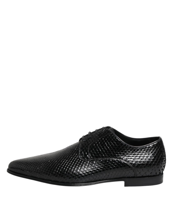 Schwarze Exotische Leder Schnürschuhe Derby