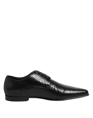 Schwarze Exotische Leder Schnürschuhe Derby