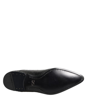 Schwarze Exotische Leder Schnürschuhe Derby