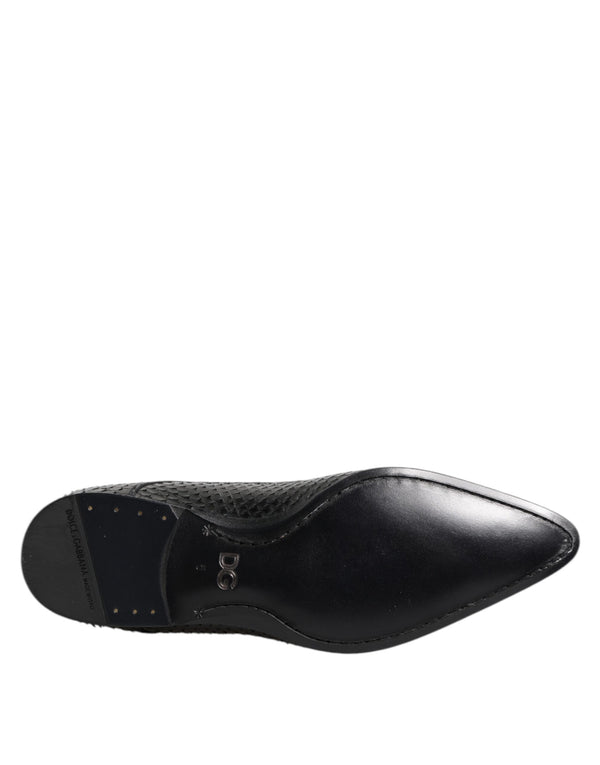 Schwarze Exotische Leder Schnürschuhe Derby