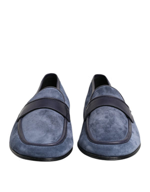 Blaue Wildleder Loafers Mokassin Schuhe