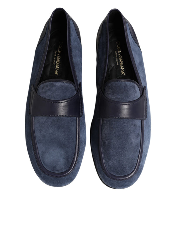 Blaue Wildleder Loafers Mokassin Schuhe