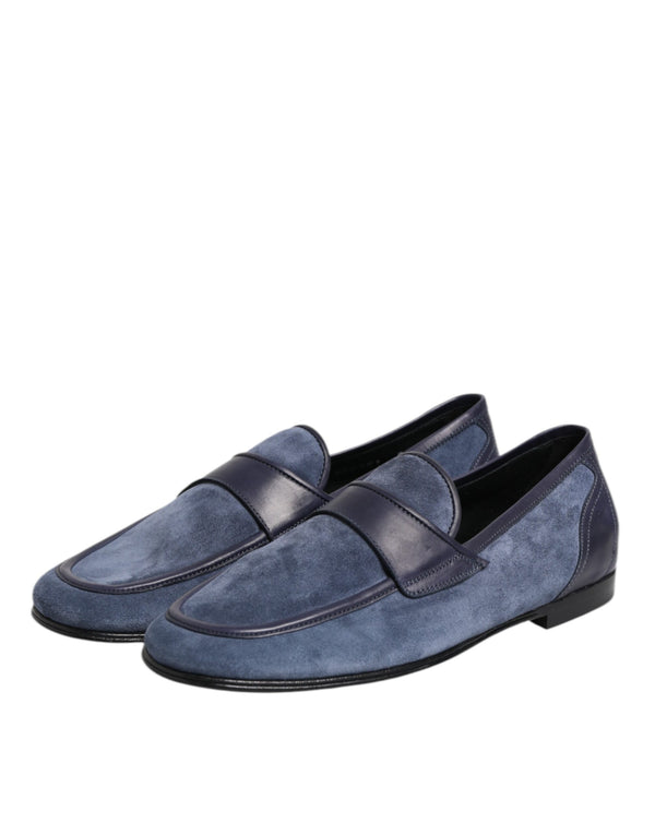 Blaue Wildleder Loafers Mokassin Schuhe