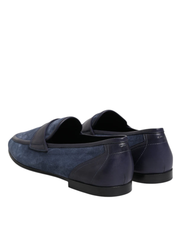 Blaue Wildleder Loafers Mokassin Schuhe