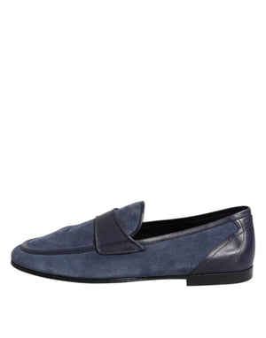 Blaue Wildleder Loafers Mokassin Schuhe