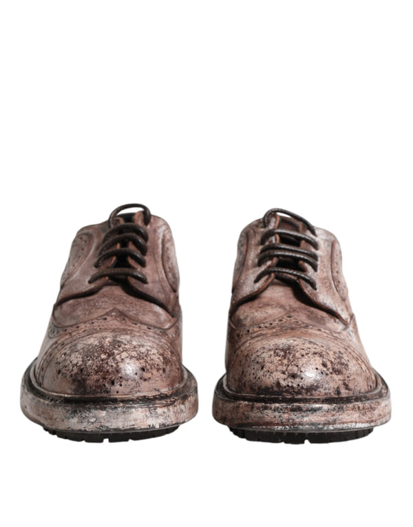 Braune Leder Distressed Brogue Schnürschuhe