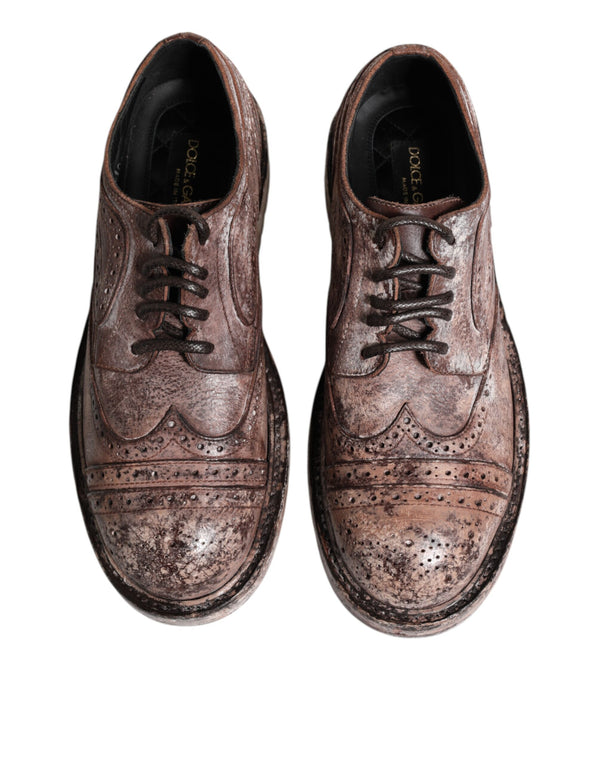 Braune Leder Distressed Brogue Schnürschuhe