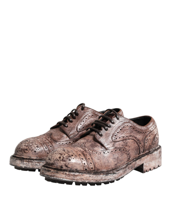 Braune Leder Distressed Brogue Schnürschuhe