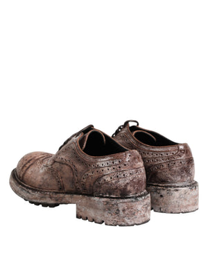 Braune Leder Distressed Brogue Schnürschuhe
