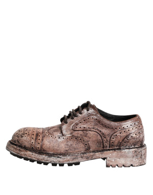 Braune Leder Distressed Brogue Schnürschuhe