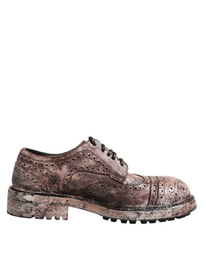 Braune Leder Distressed Brogue Schnürschuhe