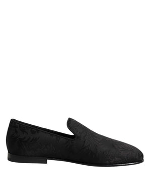 Schwarz Floral Brokat Loafers Männer Kleid Schuhe