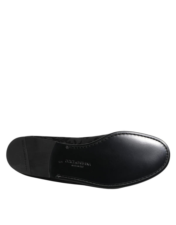 Schwarz Floral Brokat Loafers Männer Kleid Schuhe