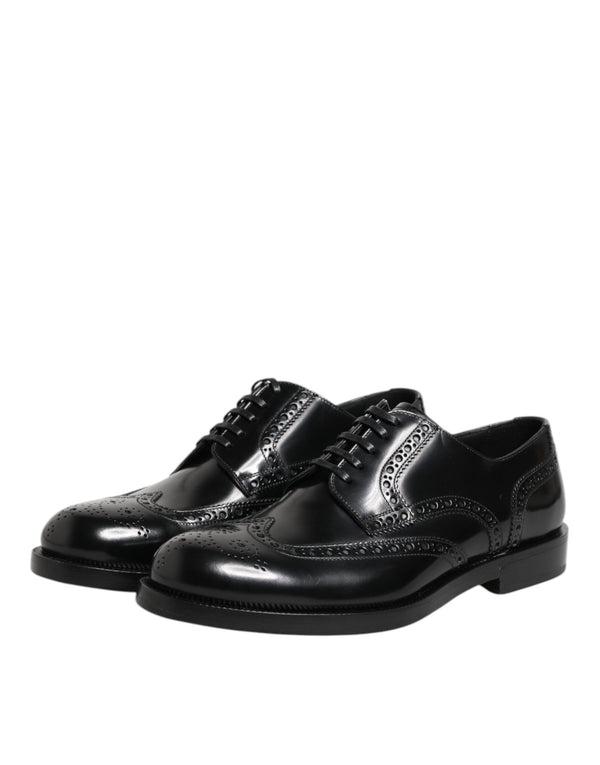 Schwarzes Leder Derby Wingtip Formelle Schuhe