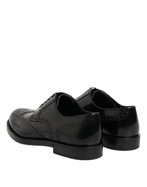 Schwarzes Leder Derby Wingtip Formelle Schuhe